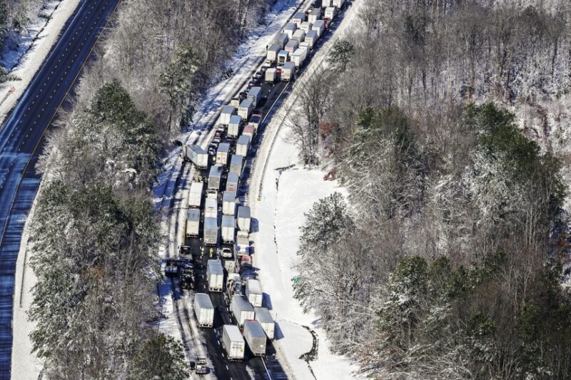 Snowstorm Leaves Miles Of Parked Cars On I-95 In Virginia