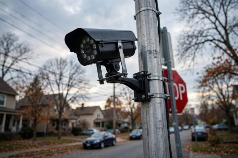 Flock Safety surveillance cameras connected to a vehicle data network in Monongalia County, West Virginia