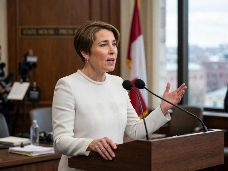 Massachusetts Gov. Maura Healey during a gubernatorial debate