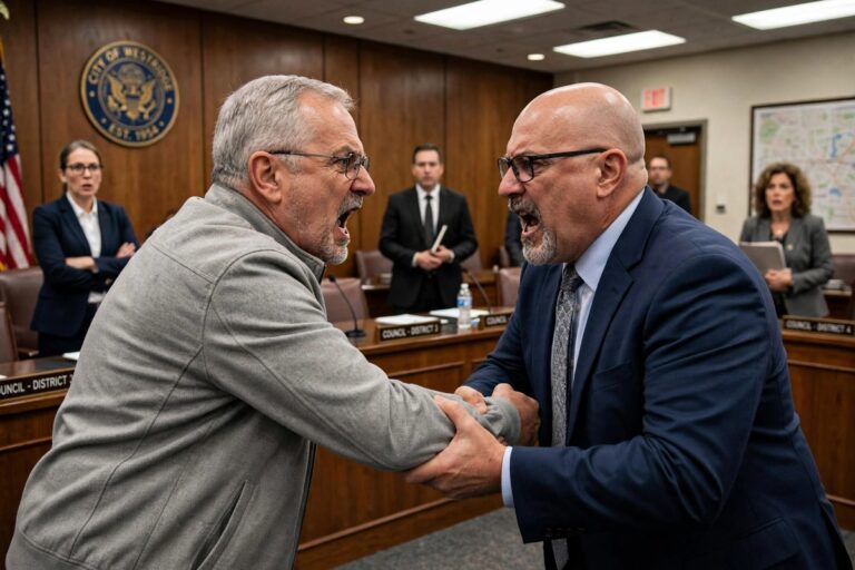 Pemberton Township Mayor Matthew Bianchini during a chaotic council meeting